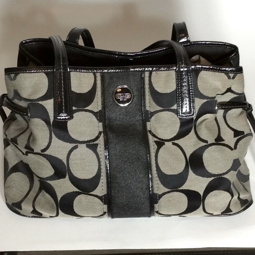 Gray & Black Coach Bag